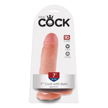Elegant King Cock 7 Inch Cock with Balls - Light, featuring a powerful suction cup base for a superior experience as a realistic dildo with balls.